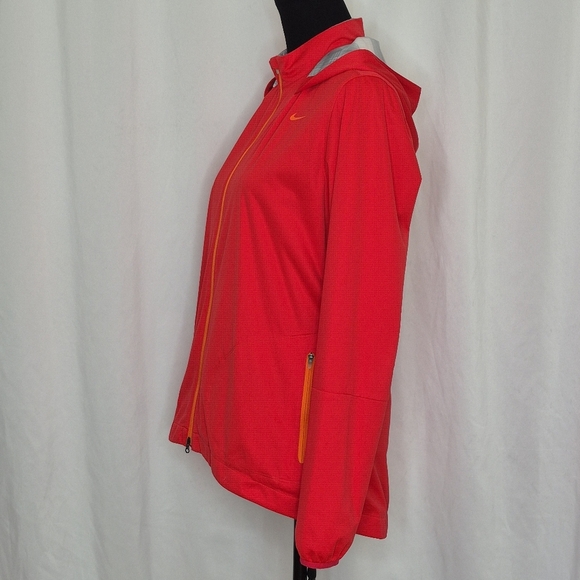 Nike Women's Hooded Windbreaker Light-Rain Jacket Red w/ Orange Accent - Size L - Picture 2 of 16